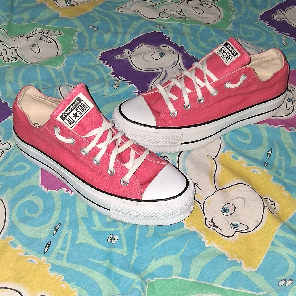 Converse Lift Platform Pink Low Top Sneakers Shoes All Star Chuck Taylor